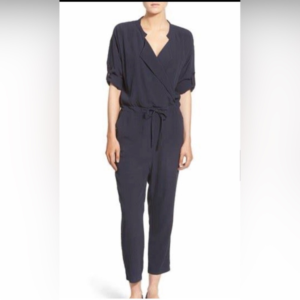 Madewell Navy Wrap Top Jumpsuit